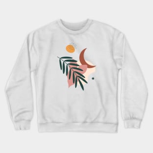 Palm Leaf & Moon - Modern Abstract Art Crewneck Sweatshirt